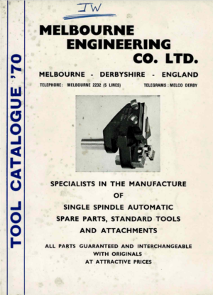 Melbourne Engineering Tool Catalogue Single Spindle Automatic Lathes 1970 PDF EBook Instant Download