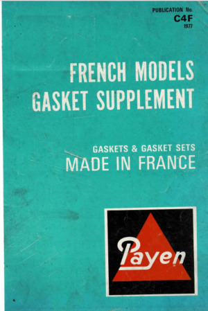 Payen French Models Gasket Supplement Catalogue 1977 CF4 PDF EBook Instant Download