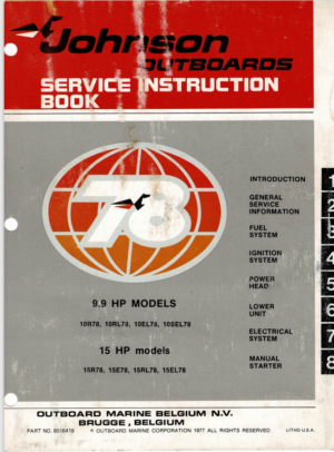 Johnson 9.9 And 15HP Service Instruction Book 1978 8016419 PDF EBook Instant Download
