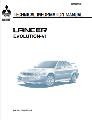 Mitsubishi Lancer Evo VI Technical Information Manual 1999 N9806CNCP9-A PDF EBook Instant Download