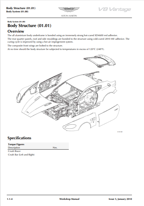 Aston Martin V8 Vantage Workshop Manual Issue 6 2010 PDF EBook Instant ...