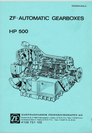 ZF Automatic Transmission HP500 Maintenance Level 2 Manual 4139751102 1981 PDF EBook Instant Download