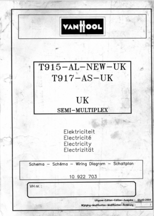 Vanhool T915 AL T917 AS Semi Multiplex 2004 Wiring Diagrams Catalogue PDF EBook Instant Download