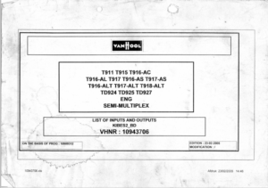 Vanhool T915 T916 T917 T918 Semi Multiplex 2005 Inputs And Outputs Manual PDF EBook Instant Download