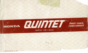 Honda Quintet 5 Door Hatchback Handbook 1982 36693700 00X366937000 PDF EBook Instant Download