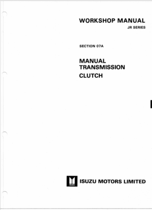 Isuzu JR Series Manual Transmission And Clutch Workshop Manual JRMTAWE88G PDF EBook Instant Download