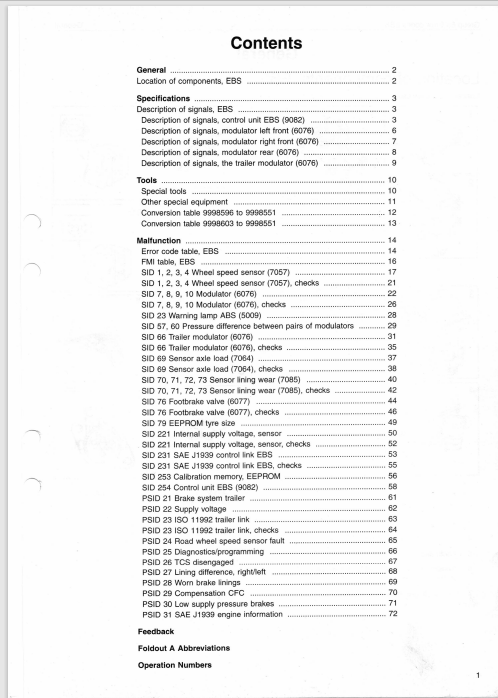 Volvo Trucks EBS Error Codes FH12 RAD A4 Tractor Service Manual TSP109050 PDF EBook Instant ...
