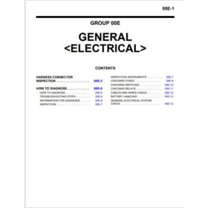 Mitsubishi Evo X Service Manual General Electrical Section No 00E PDF EBook Instant Download