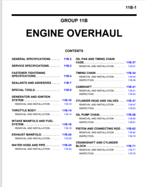 Mitsubishi Evo X Service Manual Engine Overhaul Section 11B PDF EBook Instant Download