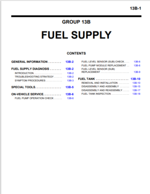 Mitsubishi Evo X Service Manual Fuel Supply Section 13B PDF EBook Instant Download