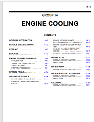 Mitsubishi Evo X Service Manual Engine Cooling Section 14 PDF EBook Instant Download