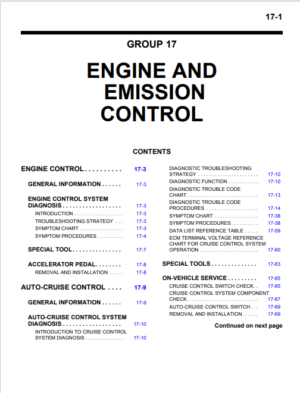 Mitsubishi Evo X Service Manual Engine And Emission Control Section 17 PDF EBook Instant Download