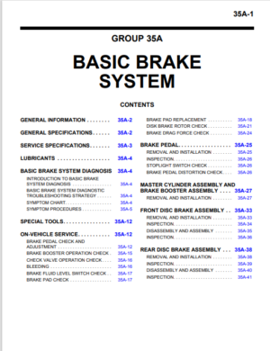 Mitsubishi Evo X Service Manual Basic Brake System Section 35A PDF EBook Instant Download