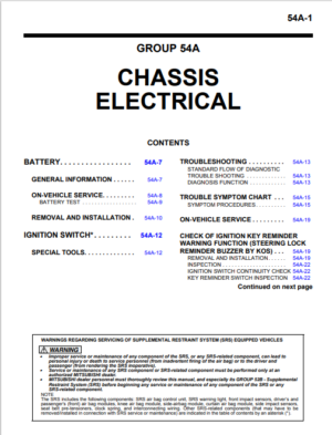 Mitsubishi Evo X Service Manual Chassis Electrical Section 54A PDF EBook Instant Download