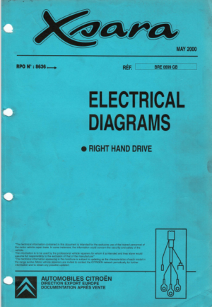 Citroen Xsara Wiring Diagrams Manual RHD 2000 BRE0699GB PDF EBook Instant Download