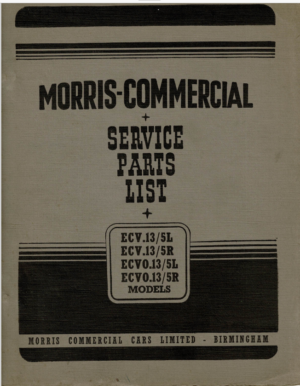 Morris Commercial ECV Models Parts List Catalogue 1949 M16A PDF EBook Instant Download