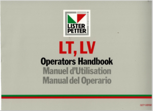 Lister Petter LT LV Operators Handbook 1991 02708186 PDF EBook Instant Download