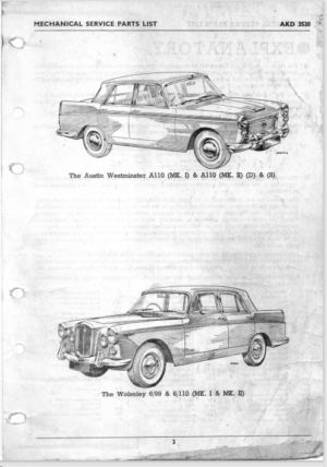 Wolseley 6 99 And 6 110 Austin A99 A110 Mechanical Parts Catalogue AKD352 PDF EBook Instant Download