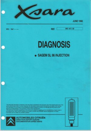 Citroen Xsara Sagem SL 96 Injection Workshop Manual 1998 BRE0472GB PDF EBook Instant Download