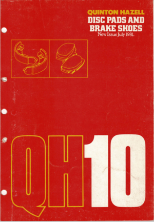 Quinton Hazell Disc Pads And Brake Shoes Parts Catalogue QH10 1981 PDF EBook Instant Download