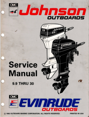 Johnson Evinrude 9.9 Thru 30 Outboard Motor Service Manual 1992 PDF EBook Instant Download