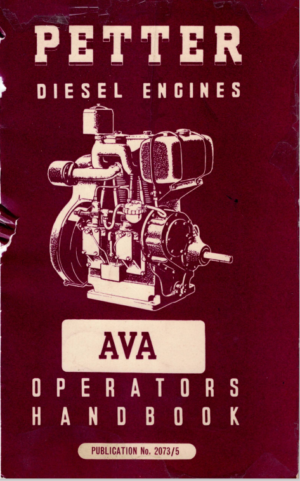Petter AVA1 AVA2 Diesel Engines Operators Handbook 1958 2073/5 PDF EBook Instant Download