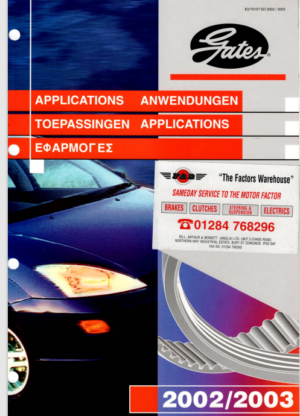 Gates Belt Applications Parts Catalogue 2002 E270107ED PDF EBook Instant Download