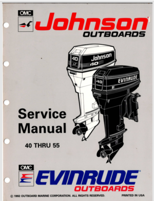 Johnson Evinrude 40 Thru 55 Outboard Motor Workshop Manual 1992 508283 PDF EBook Instant Download