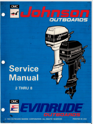 Johnson Evinrude Outboards Service Manual 2 Thru 8 1993 500606 PDF EBook Instant Download