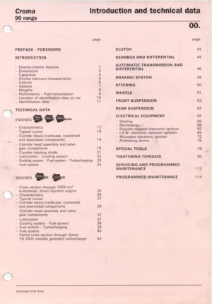 Fiat Croma 90 Range Introduction And Technical Data Workshop Manual 1990 PDF EBook Instant Download