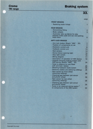 Fiat Croma 90 Range Braking System Workshop Manual 1990 PDF EBook Instant Download