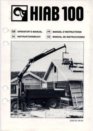Hiab 100 Operators Manual 1994 PDF EBook Instant Download