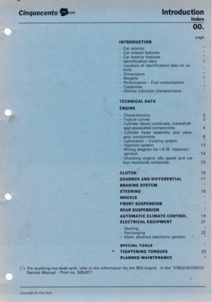 Fiat Cinquecento Technical Data Workshop Manual 1992 PDF EBook Instant Download