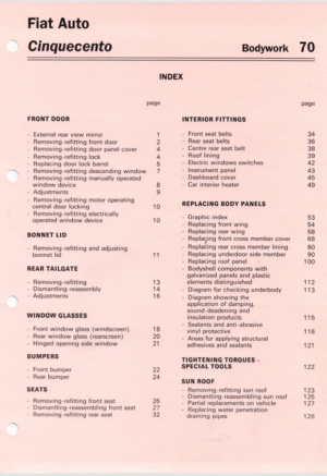 Fiat Cinquecento Bodywork Workshop Manual 1992 PDF EBook Instant Download