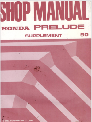 Honda Prelude Workshop Manual Supplement 1990 A10009003 62SF121 PDF EBook Instant Download