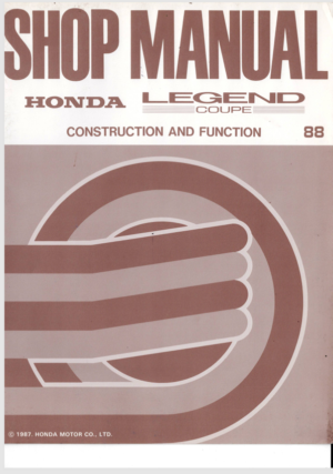 Honda Legend Coupe Construction And Function Workshop Manual 1988 A13008712J PDF EBook Instant Download