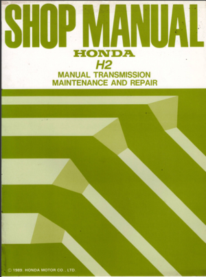Honda H2 Manual Transmission Workshop Manual 1989 A10008909L 62PX500 PDF EBook Instant Download