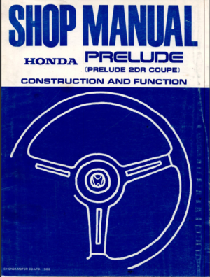 Honda Prelude Construction And Function Workshop Manual 83 A17008301 62SB010 PDF EBook Instant Download