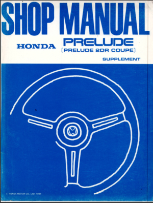 Honda Prelude Coupe Workshop Manual 1984 A17008401 62SB020 PDF EBook Instant Download