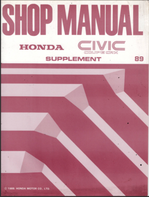 Honda Civic Coupe CRX Workshop Manual Supplement 1989 A13008810K 62SH220 PDF EBook Instant Download