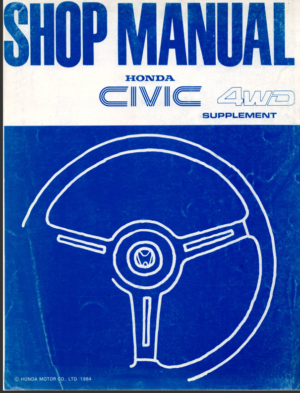 Honda Civic 4wd Workshop Manual Supplement 1984 A16008412 62SD920 PDF EBook Instant Download