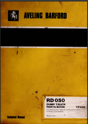 Aveling Barford RD050 Rear Dumptruck Parts Catalogue 1982 TP636 PDF EBook Instant Download