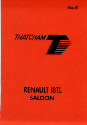 Renault 18TL Thatcham Repair Times Catalogue 1980 No 61 PDF EBook Instant Download